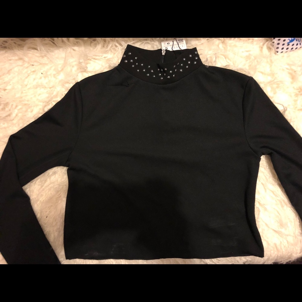 Zara black long sleeve with a cool collar thing.